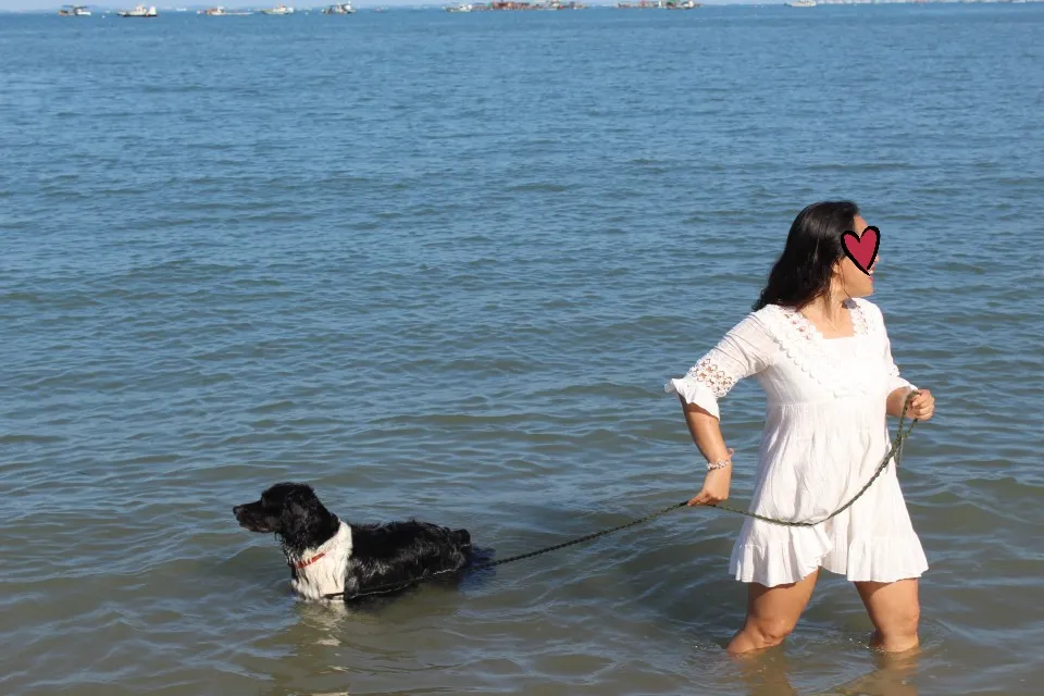 Beach fun with favorite dog :)